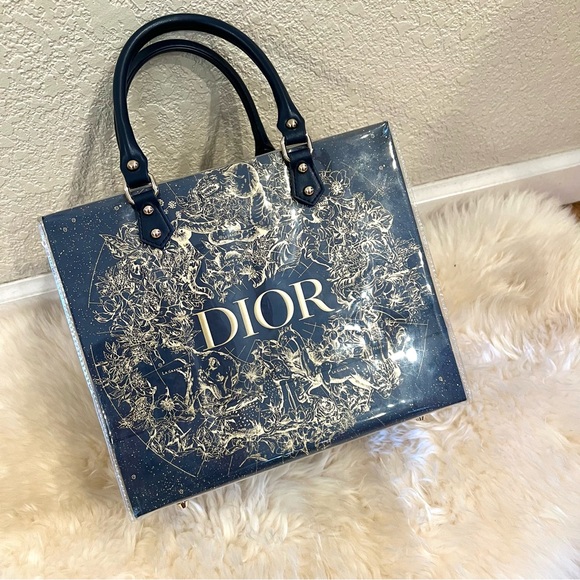 Dior Tote Shopping Tote with PVC Cover & Crossbody Chain Star Dior Star Charm - Picture 7 of 11